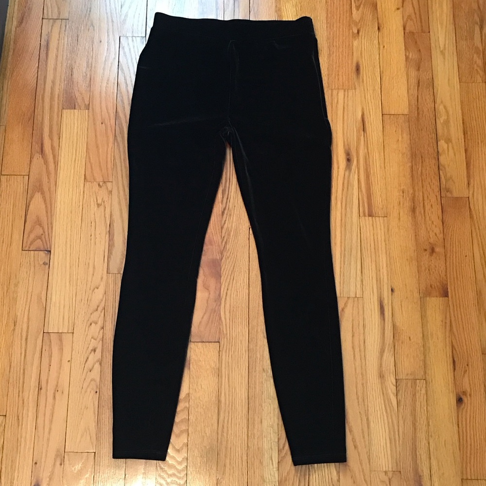 J. Crew Classic Rich Velour Stretch Black Pull On Leggings Size Small